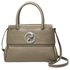 Genuine Leather Croc Accent with Silver Twist Tote 5