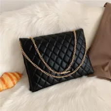 Vegan Leather Diamond Pattern Flap Bag 1