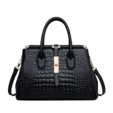 Genuine Leather Sleek Crocodile Skin Embossed Tote 7