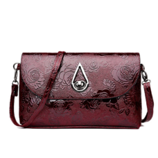 Vegan Leather Flower Embossed Flap Bag