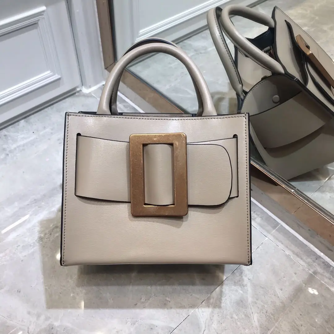 Genuine Leather Modernist Buckle Tote 1
