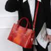 Genuine Leather Croc Executive Charm Tote 2